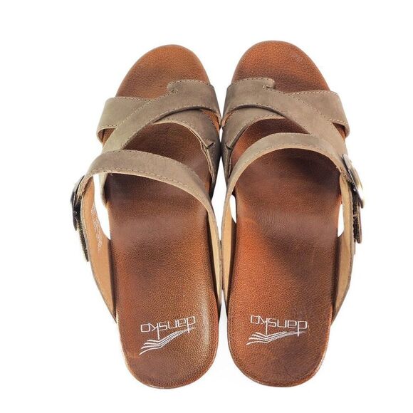 Dansko Aubree Wedge Strappy Sandals Taupe Nubuck Women's 8.5-9/39 - Picture 10 of 10